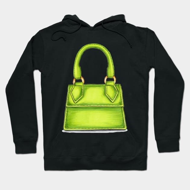 Green Cute Bag Hoodie by Svetlana Pelin